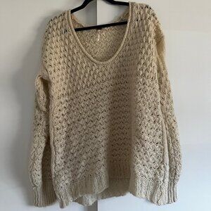 Free People Open‑Knit Sweater (Cream)